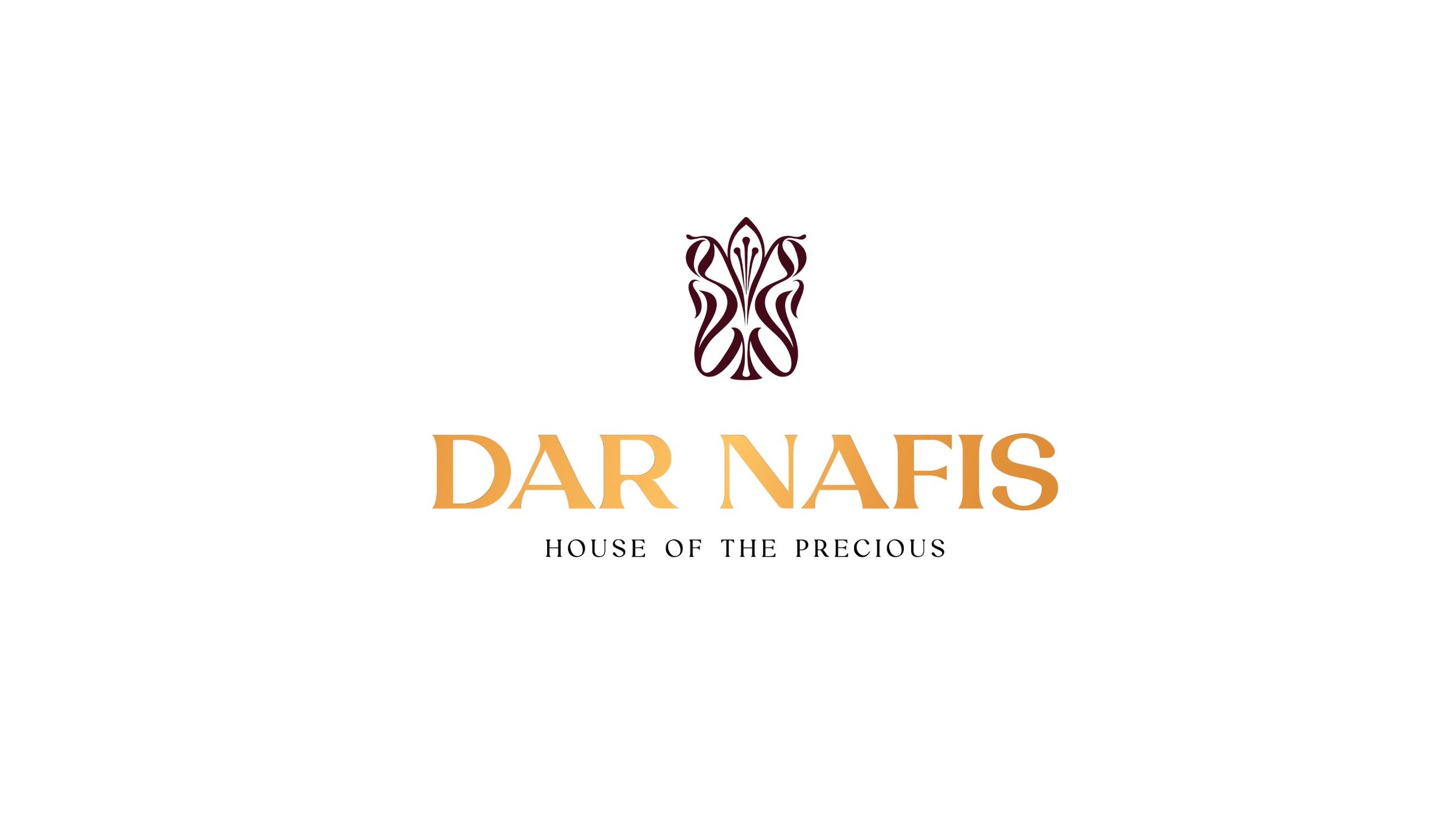 Crimson crocus crest and gold Dar Nafis wordmark on white